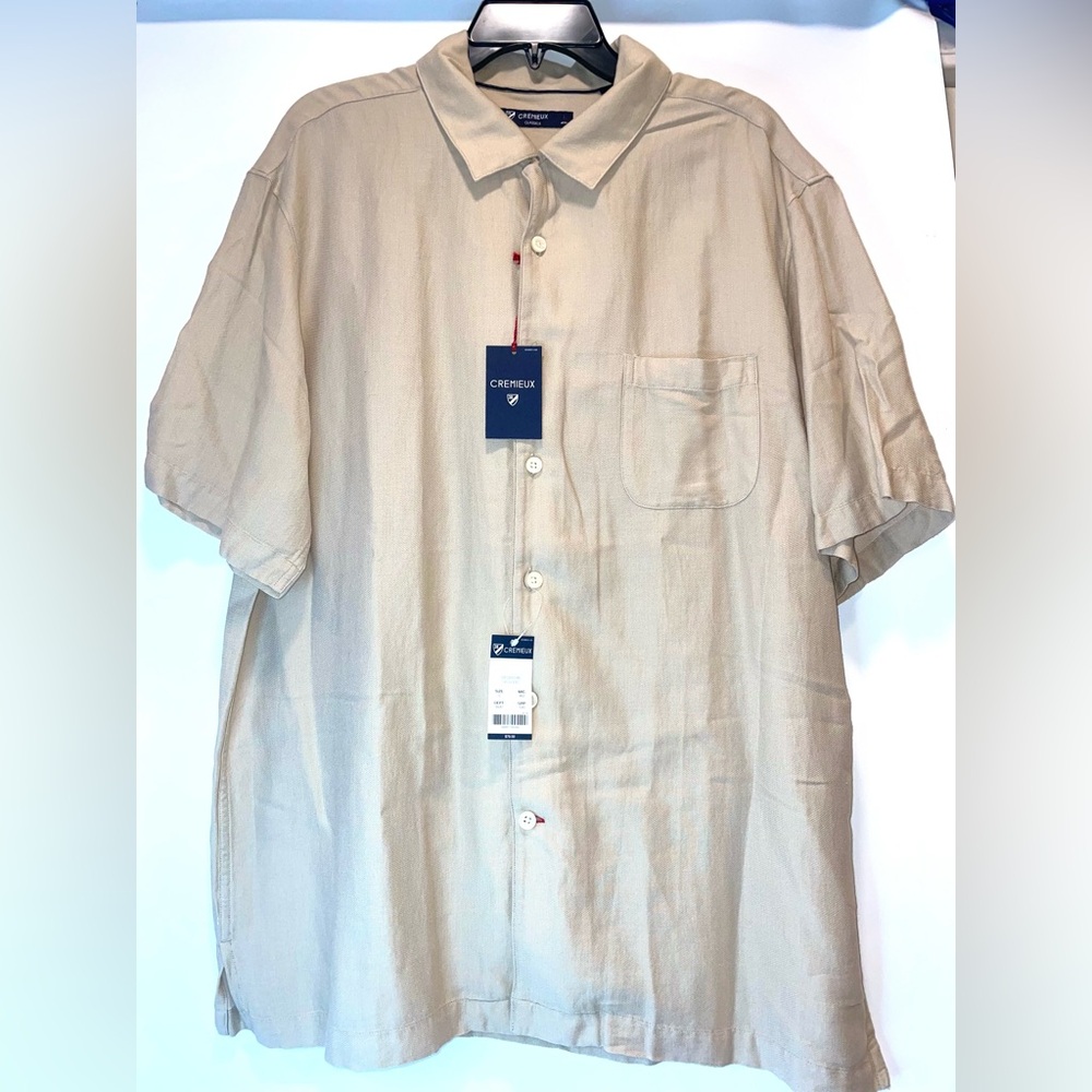 🆕Cremiux Classics Men's Tall Large Tan Short Sleeve Button Up Shirt